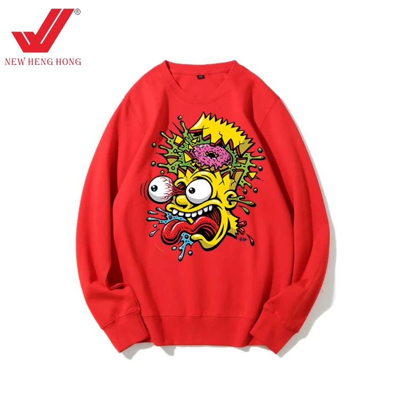 OEM Custom Your Logo Solid Colors 300 GSM Cotton Loose Oversized Threaded Round Neck Unisex Sweat Shirt Mens Crewneck Sweatshirt