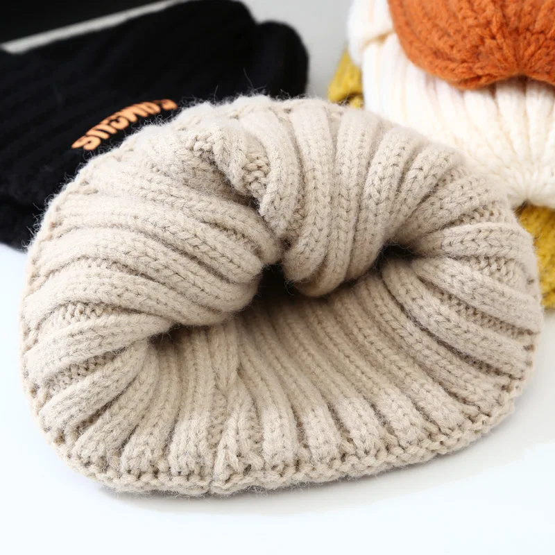 Knitting Beanies Winter Caps For Men Women Warm Solid Color Hat Soft Woolen Crochet Unisex Take Cold Cap Beanie