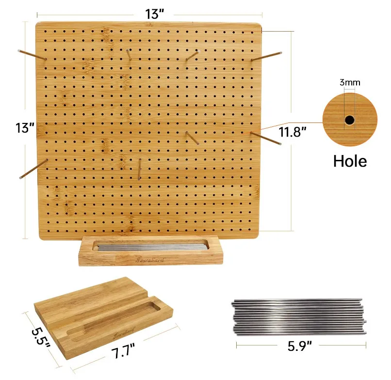 Best Selling Eco-friendly Bamboo Stainless Steel Rods Crochet Blocking Board for Crocheting