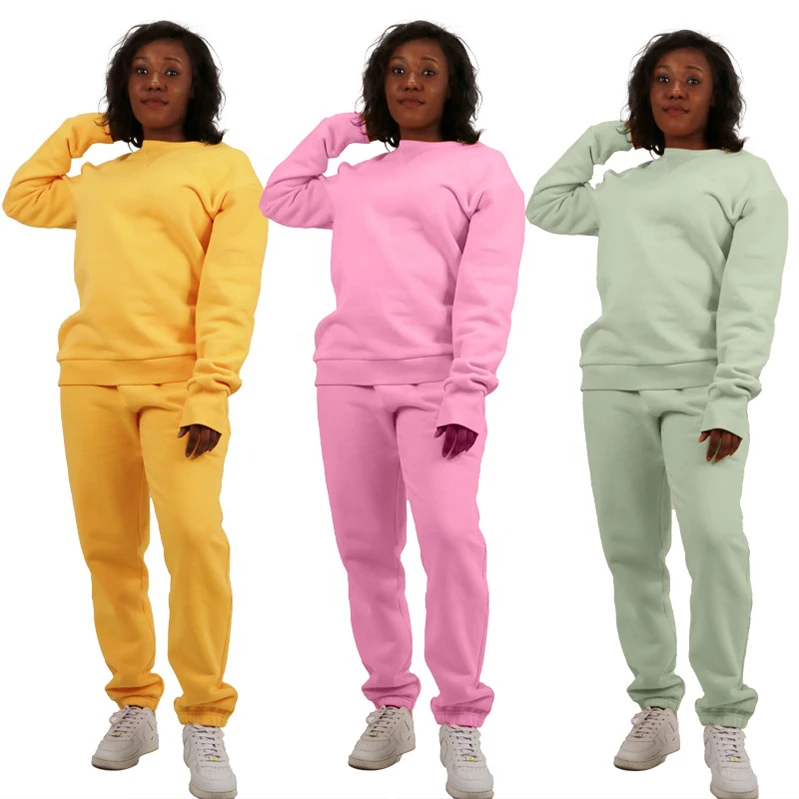 Cheap Custom French Terry Tracksuit For Women Plain 100 Cotton Many Colors Available Sweatsuit Sweatshirt Matching Set