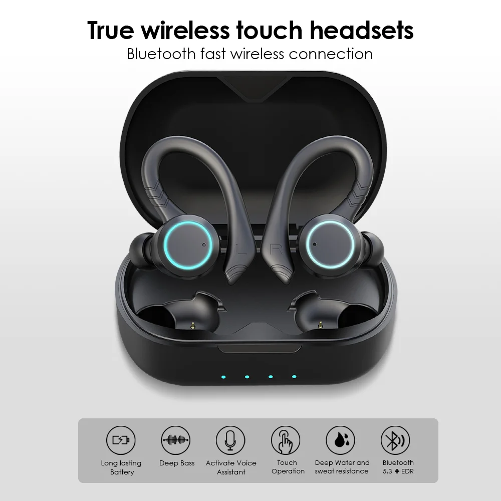 Newest Sport TWS Bluetooth Waterproof IPX7 Wireless Earphone Gaming In-Ear Headphone Stereo Earbuds Headphones Earphones