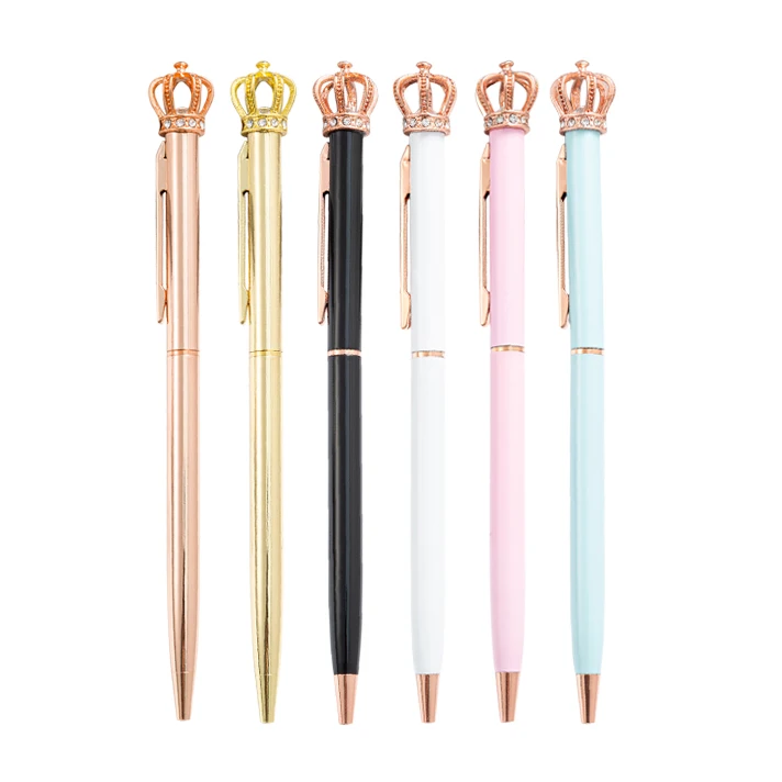 JH индивидуальная роскошная женская Подарочная тонкая металлическая шариковая ручка с большой короной
