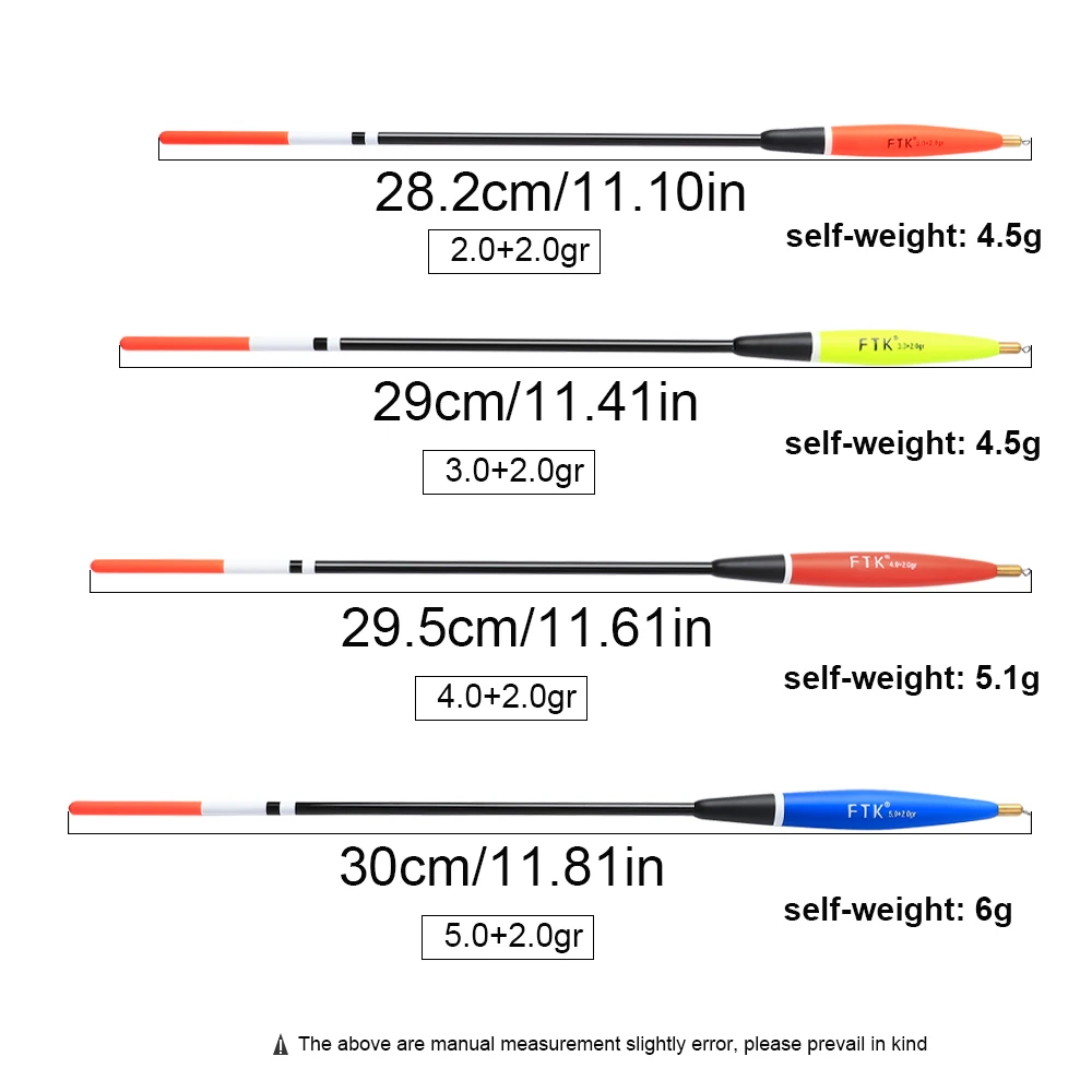 FTK Fishing Floats Set Buoy Bobber Fishing Light Stick Floats Fluctuate 4 Sizes Float Buoy For Fishing Accessories