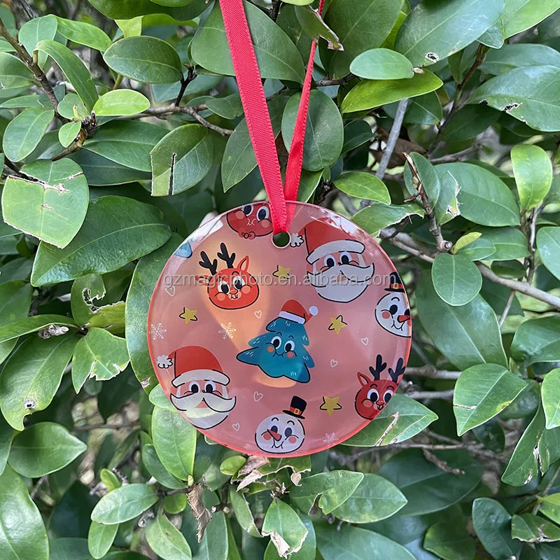 3 inch Sublimation Christmas Ornaments Blanks Frosted Glass Christmas Ornament 2023 Xmas Tree Ornaments