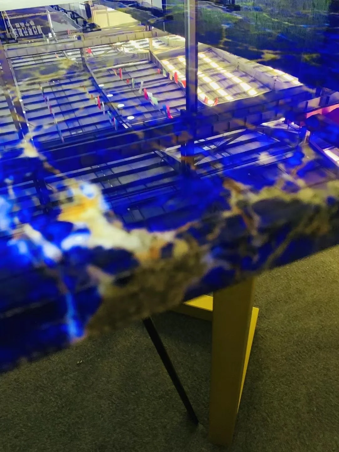 Luxury LED blue granite natural quartzitetransparent onyx backlit luni stone marble coffee table