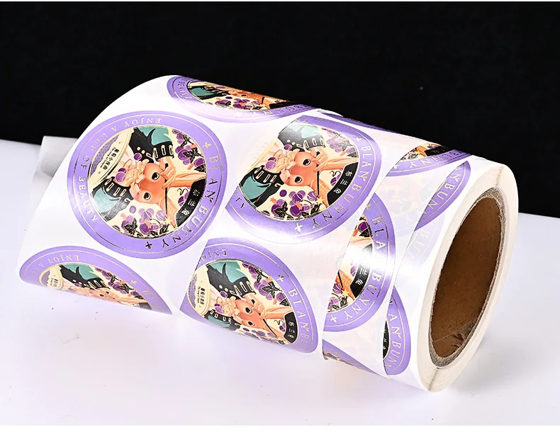Custom cartoon circular self-adhesive waterproof sticker out of card gift sealing sticker packaging express material sticker
