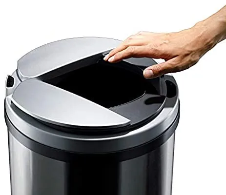 slide open round stainless steel big size soft close living room bin