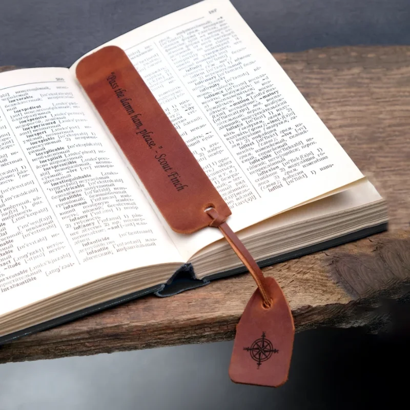 High Quality Leather Bookmark Engraved Custom Logo Book Mark Gifts for Kids and Adult