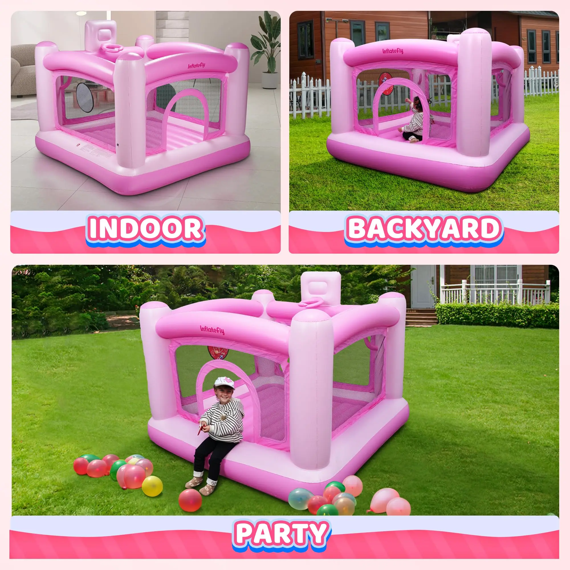 Good Quality Bouncy Castle Pink PVC Inflatable Jump House Party Small Bounce Castle Kids Bounce House