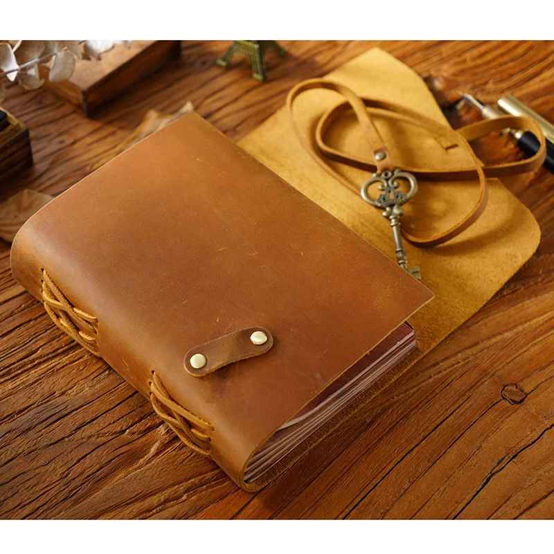 hand stitching Memorablewedding journal natural crazy horse leather planner Durable