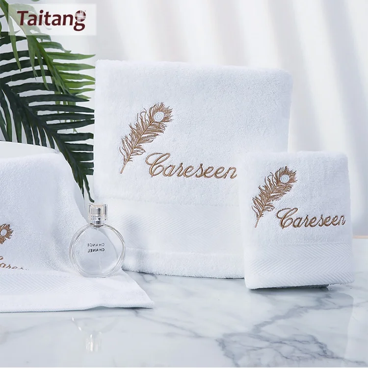 Новый Дизайн вышивка логотип дизайн 5-звездочный отель спа стандарты 100% хлопок банное полотенце
