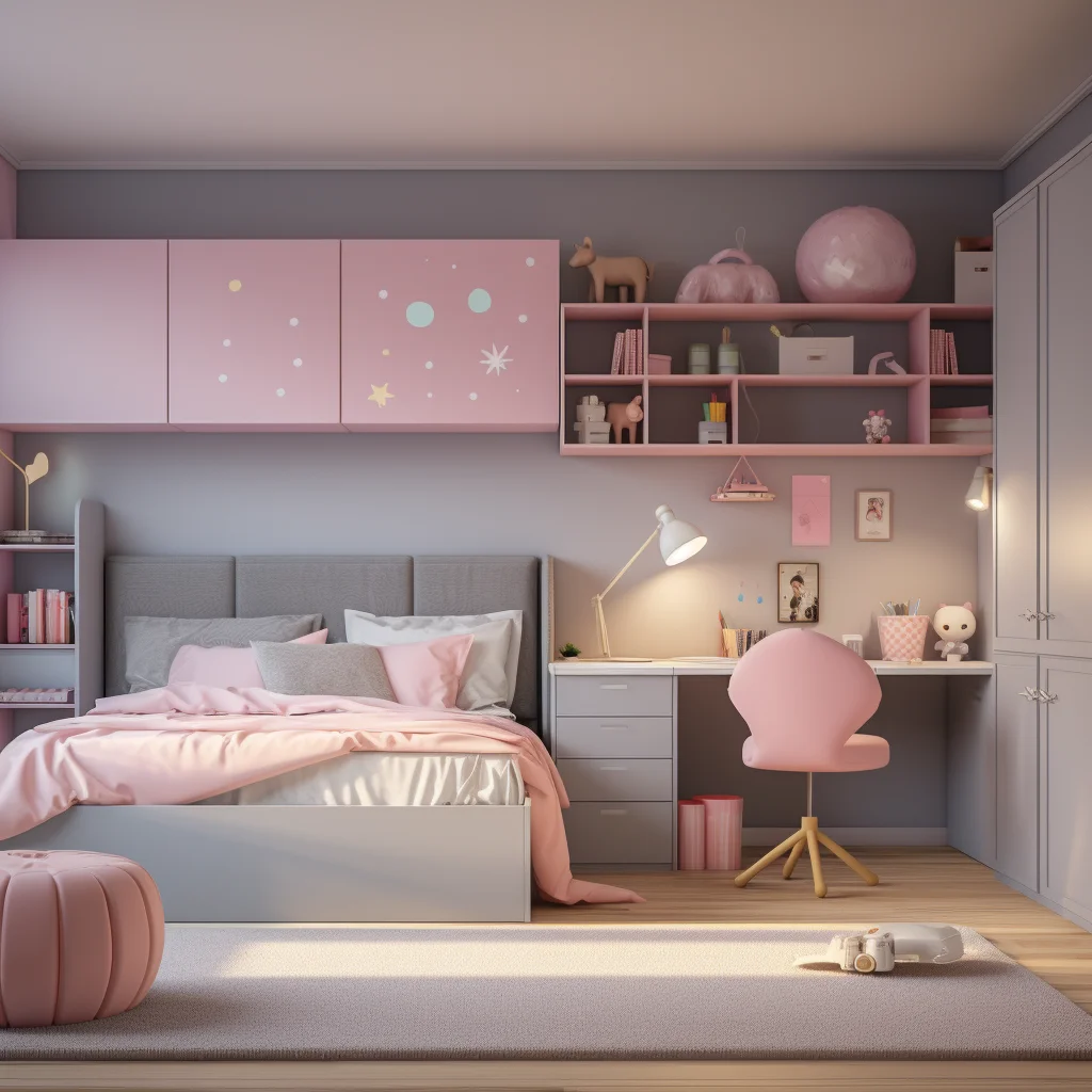 Customized Whole Room AI 3D Rendering Creative Design Furniture Girls Room Extendable Wooden Wardrobe Display Cabinet Products