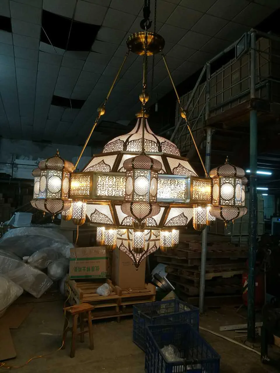 Arabic Fancy Antique Brass Mosque Project Chandelier Hot Sell Hotel Lighting  Large Lamp