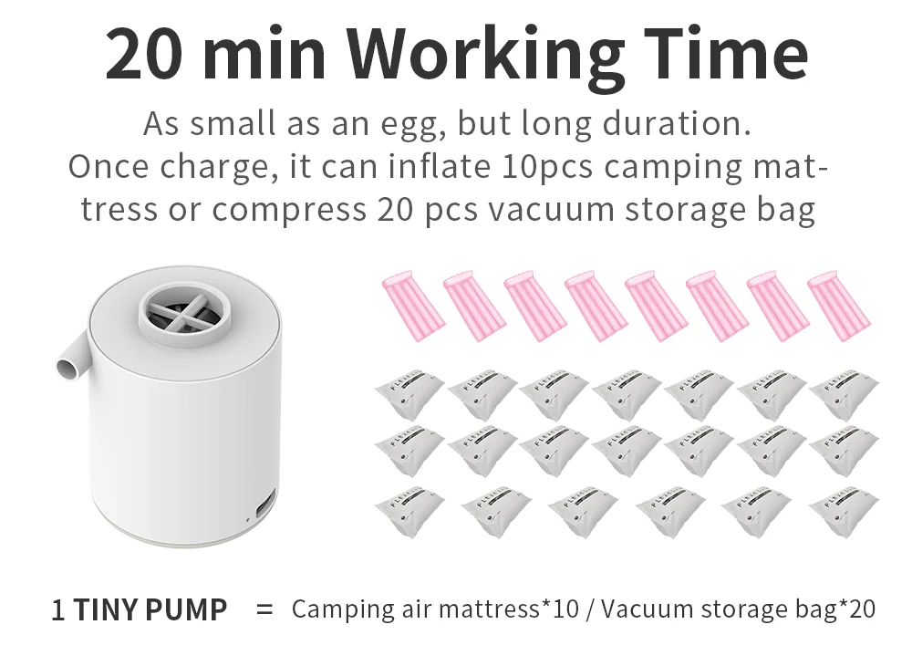 Portable Air Compressor Tiny Pump Rechargeable Camping Tiny Air Pump For Air Cushion Sleeping Pad