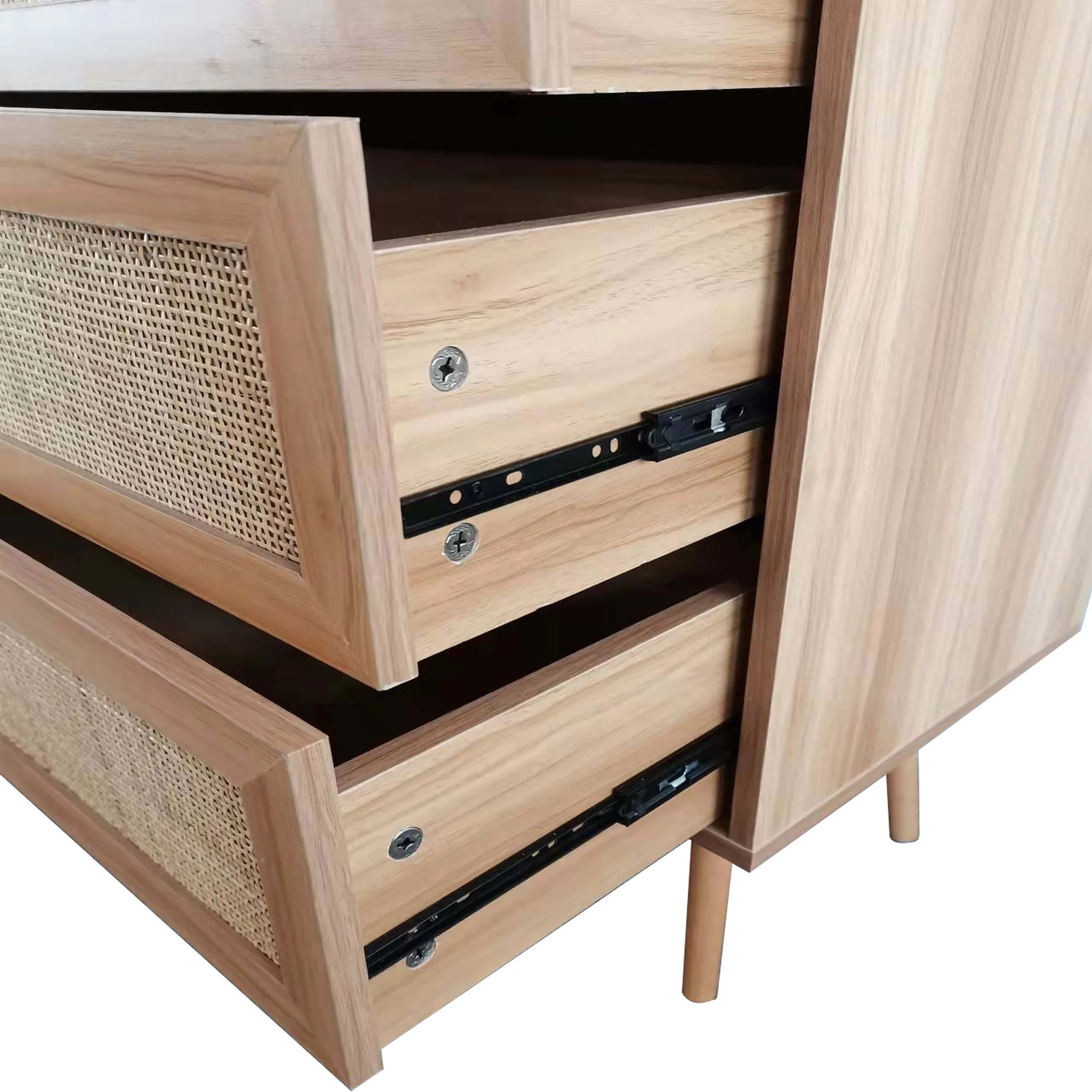 Rattan Three-Dimensional Movable Storage Cabinet Suitable For Living Room Study Solid Wood Foot Storage Four Door Lockers