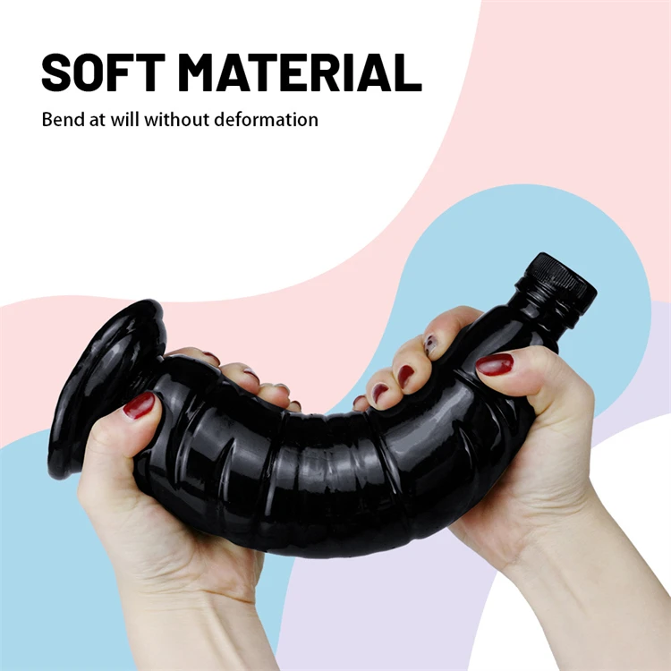 Mineral Water Bottle Shaped Simulation Large Phallus For Men/Women With Posterior Anal Plug Penis Transparent Masturbator