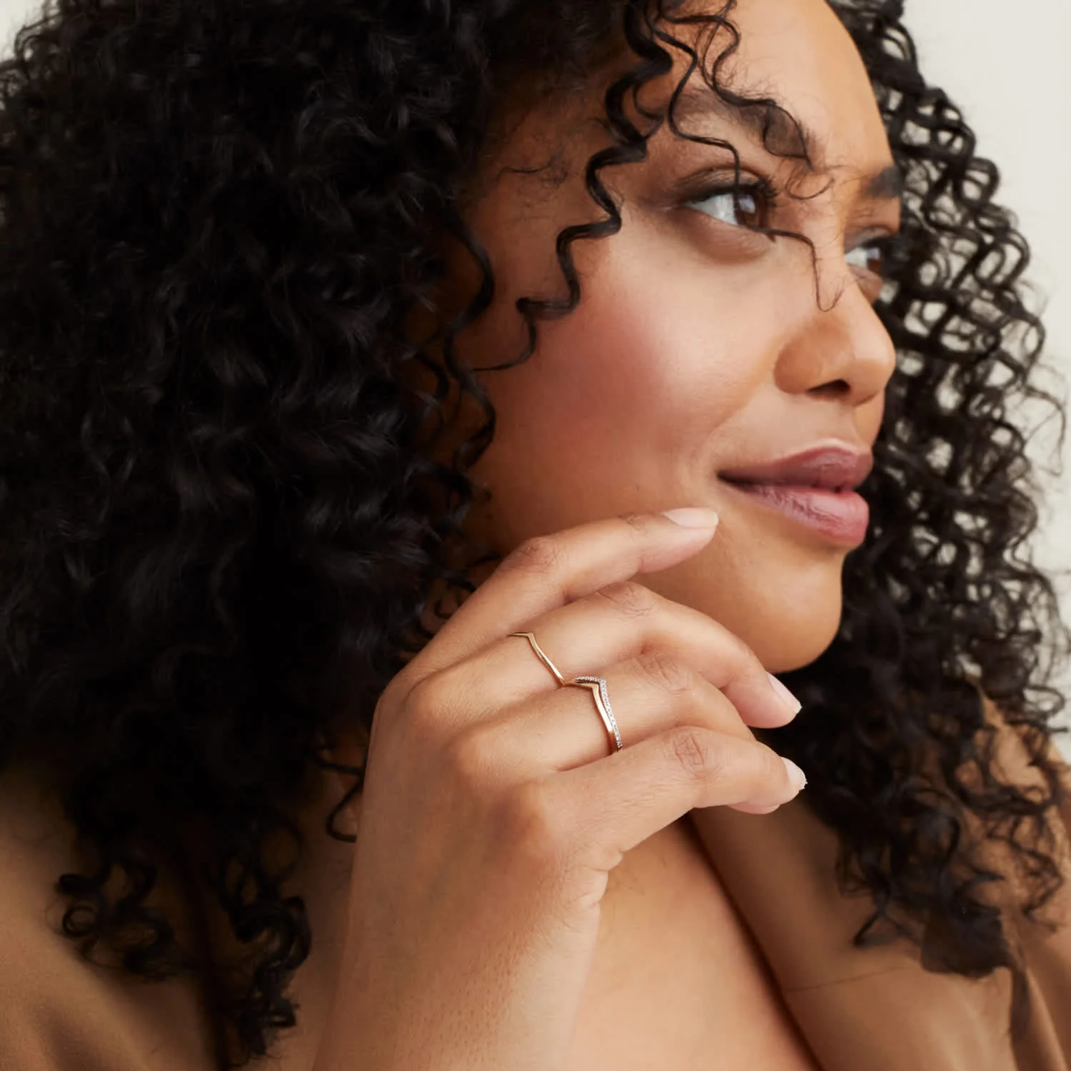 Milskye gift jewelry 925 sterling silver 18k gold pave cz diamond V shape double layer wedding ring