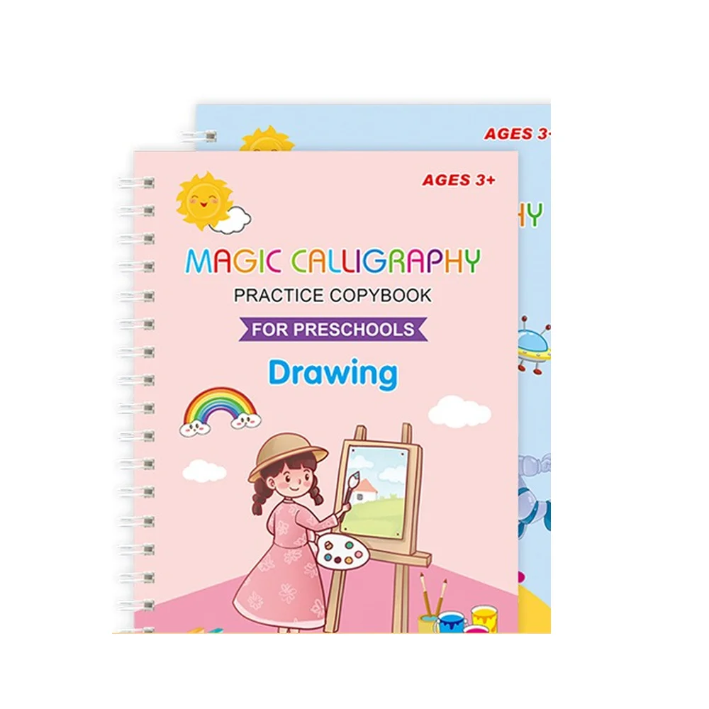 Sundi Magic Exercise Book 26 x 18 cm with Pen, Reusable Handwriting Calligraphy Learning to Write Book for Children