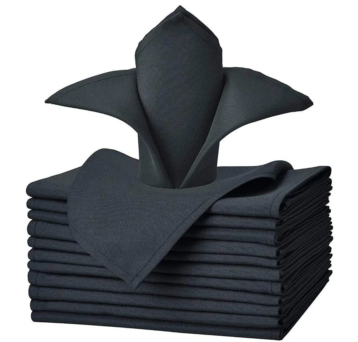 Black Spun Polyester Napkins 20'20' Restaurants Kitchen Wedding Events Woven Table Linen Dinner Napkins Washable Cloth Napkins