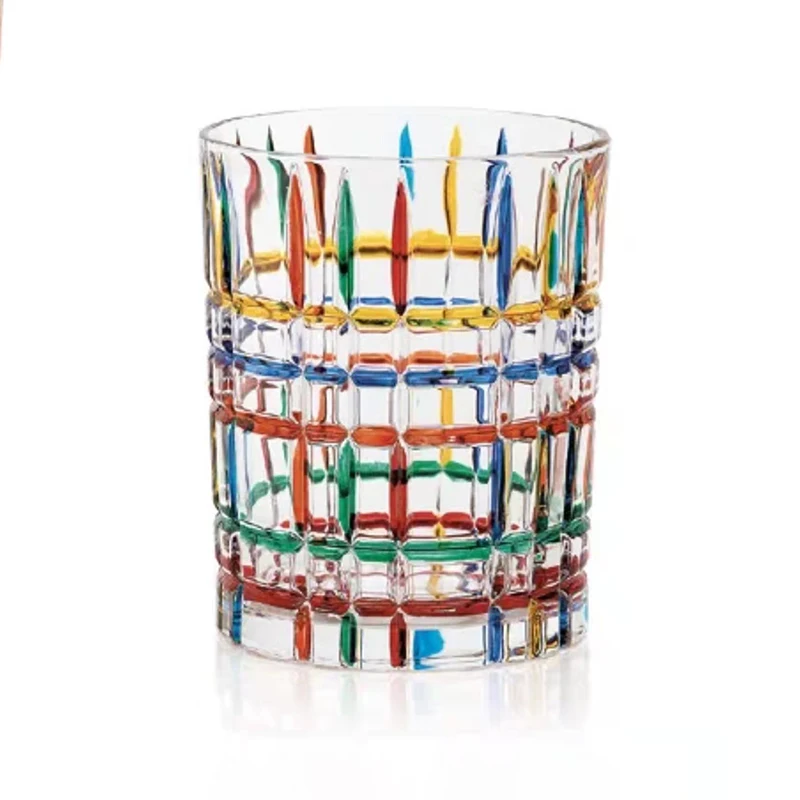 Italian designer with the same hand-painted painted lines woven crystal glass whiskey glass water glass high-value stripes