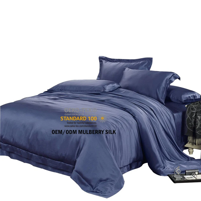 Hot Selling 19 22 25 momme Mulberry Silk Bedding Sets Pillowcase Bed Sheets Silk Satin Duvet Cover Set For Home