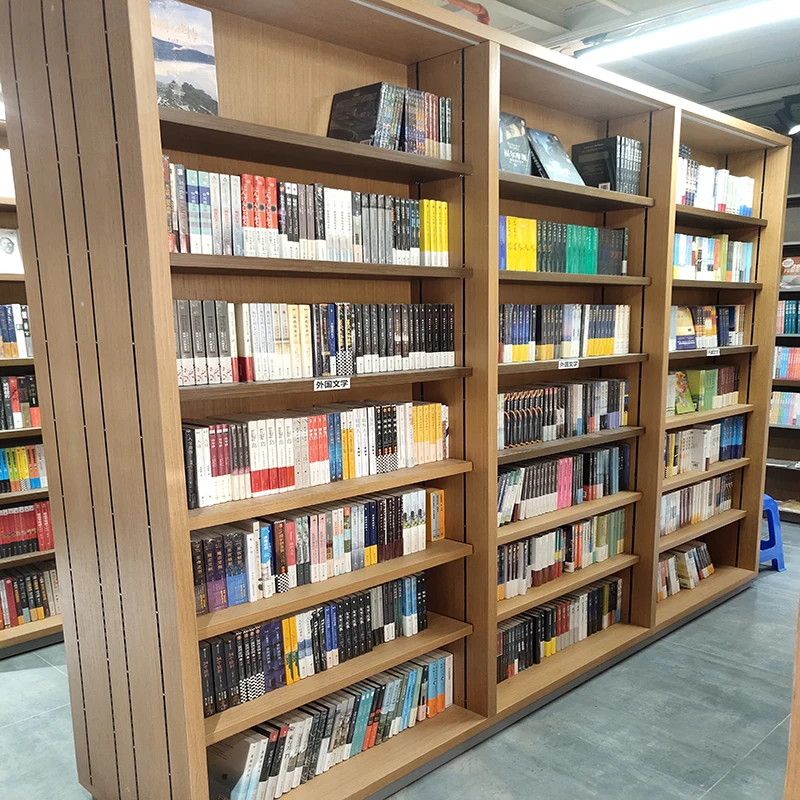 Школьный читальный зал двухсторонняя деревянная Высокая книжная полка мебель для библиотеки книжный шкаф дизайнерская