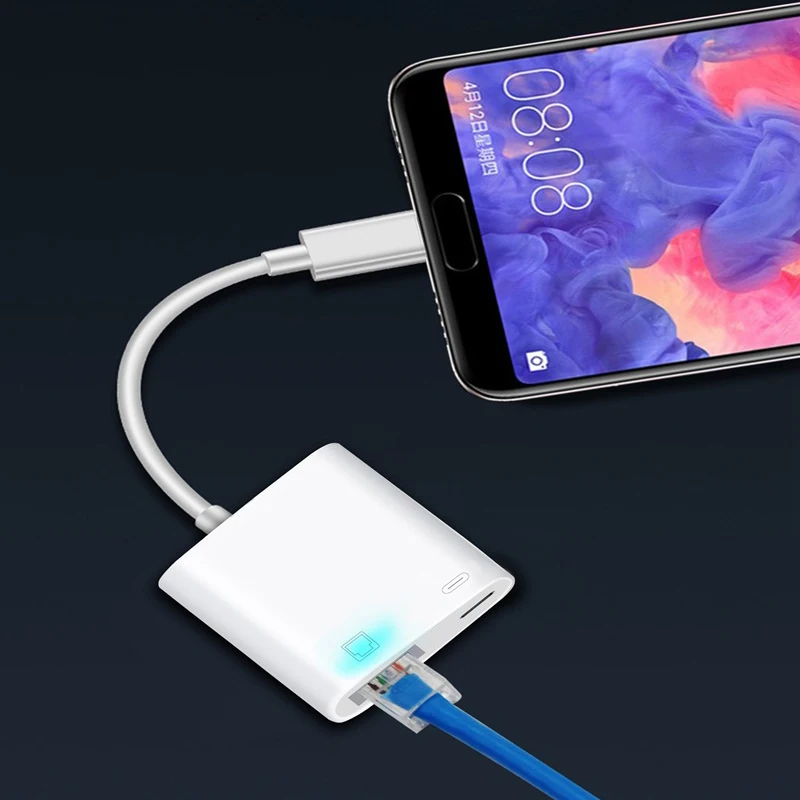 USB C Ethernet Adapter USB Type C to 10/100/1000M RJ45 Lan Adapter smart cellphone USB C Network Card Converter