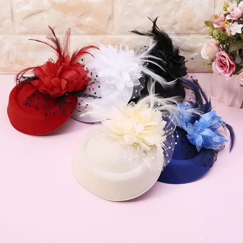 2021 Free Shipping Top knot Hat Feather Elegant Headpiece Hair Accessories Fascinator Hats Base