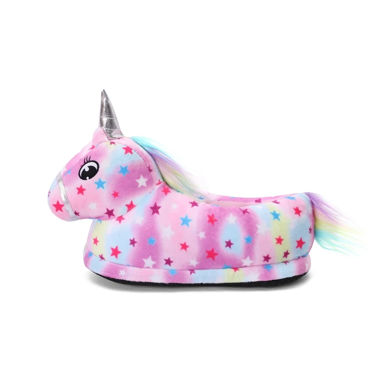 
Hot Sale Cute Cozy Indoor Bedroom Woman Slipper Rainbow Unicorn Plush Slippers  (1600275085626)