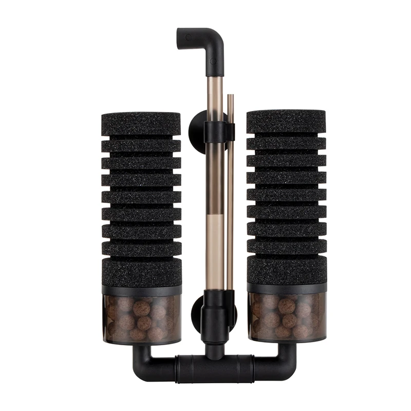 Hygger Aquarium Keep Water Clean Dual Sponge Filter Bio Ceramic Media Balls Quiet Submersible Foam Filter