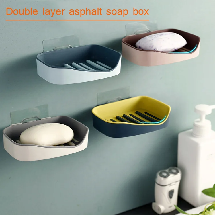 Bathroom wall-mounted plastic automatic drainage soap tray, factory wholesale plastic soap box