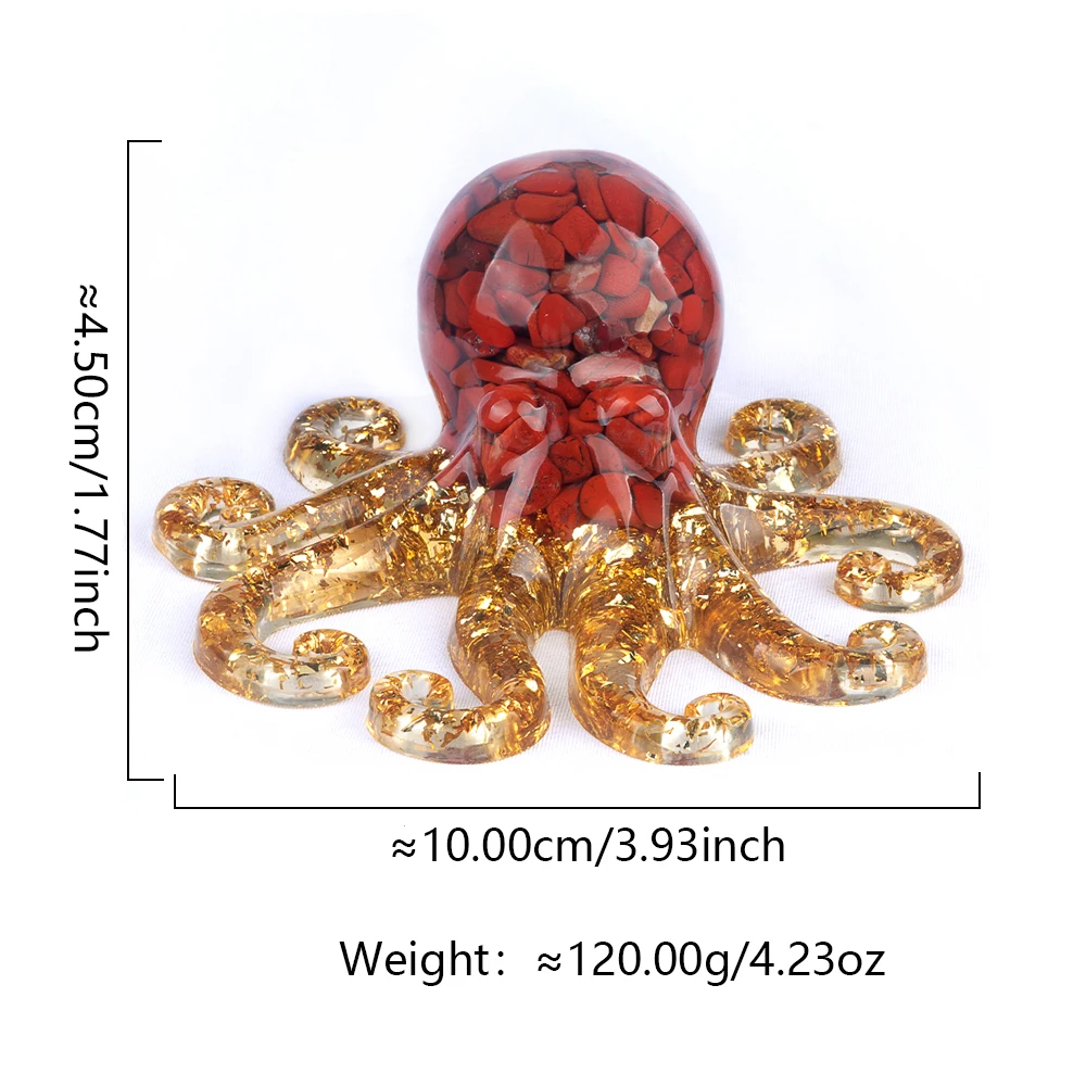Natural Crystal Gravel Octopus Resin Statue Marine Animals Decorative Ornaments Home Decor Gift for Wedding Engagement