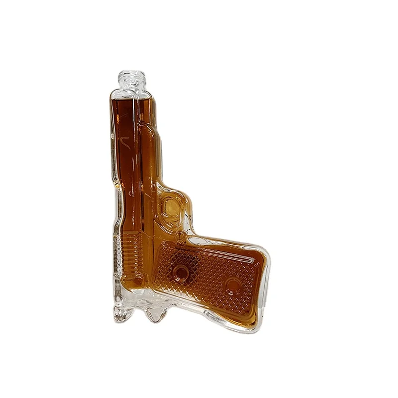 Custom New design Special Clear Gun Shape Bottle Brandy Gin Rum Tequila Whisky XO Vodka Spirits Bottle