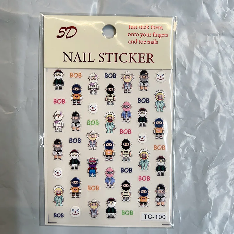 Popular Cartoon Character Design in Color Nail Art Decals Paper Material Printing Professional Salon Supplies Stickers