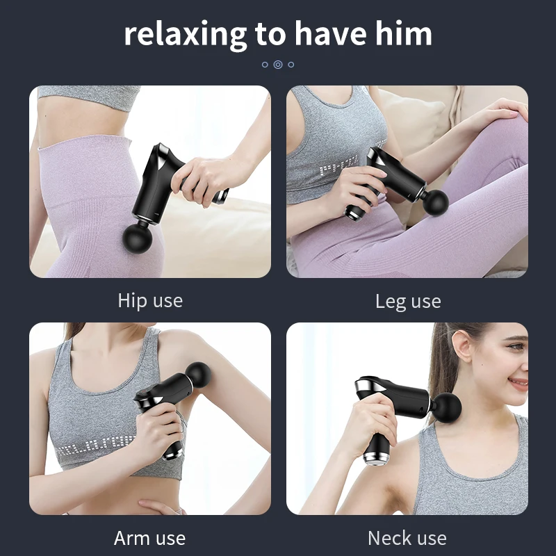 New Trending 5 Speeds Vibration Therapy Massager Mini Fascia Massage Gun with 4 Replacement Massage Heads