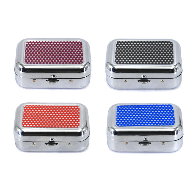 Portable Pocket Metal Ashtray Cigarette Case With Lockable Lid  For Smoking Accessories Square Ashtray Container