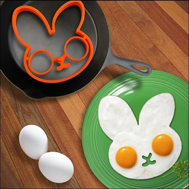 Breakfast Silicone Little Rabbit Fried Egg Mold Pancake Egg Ring Omelette Gift Novelty Kitchen Accessories Cooking Tools Orange