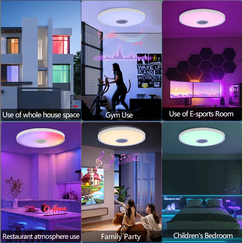 220V Tuya Smart Ceiling Light Modern White Iron Body Home Smart Lamps Bluetooth Sound Play CCT Bedroom Living Room DIY Features