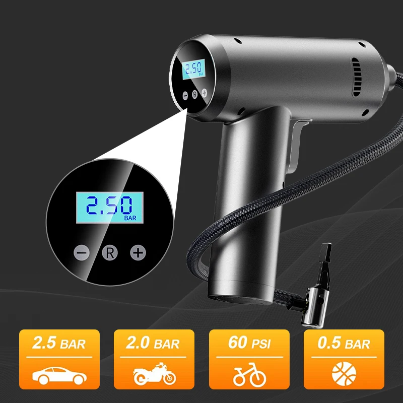 New Product DC12V 3m Wired Mini Car Pump Portable Tire Inflator 17mm Cylinder Handheld Bike Motorcycle Car Air Compressor