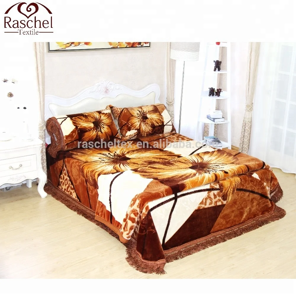 Heavy weight raschel blanket 4PC very soft Heavy 7.5kg Fashion Embossed Super Soft Blanket 2 ply set