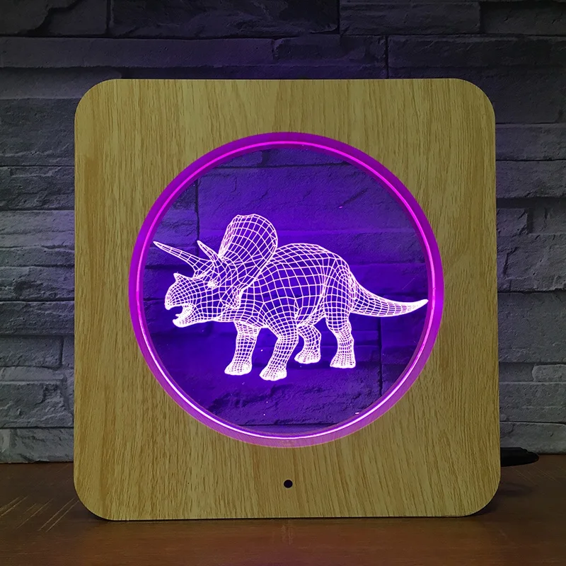 
KS 3D-12 triceratops dinosaur 3D photo frame illusion lamp-touch switch 7 color light Christmas day gift children gift 