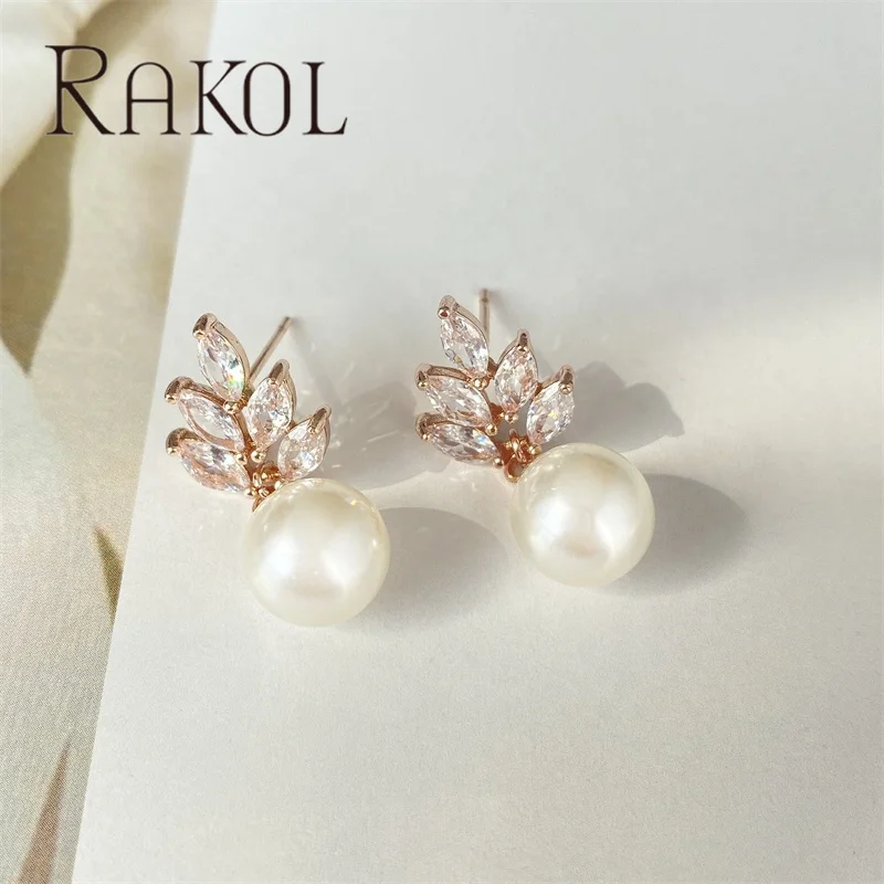 RAKOL EP499 18K Gold Freshwater Pearl Zircon Custom Good Quality Fashion fine Jewelry
