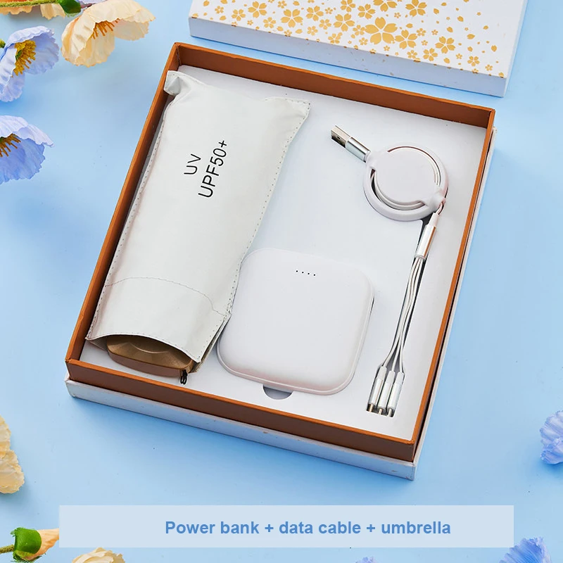 Power bank umbrella corporate gift set box for present small gifts souvenir office valentines day cajas set de regalo gift set