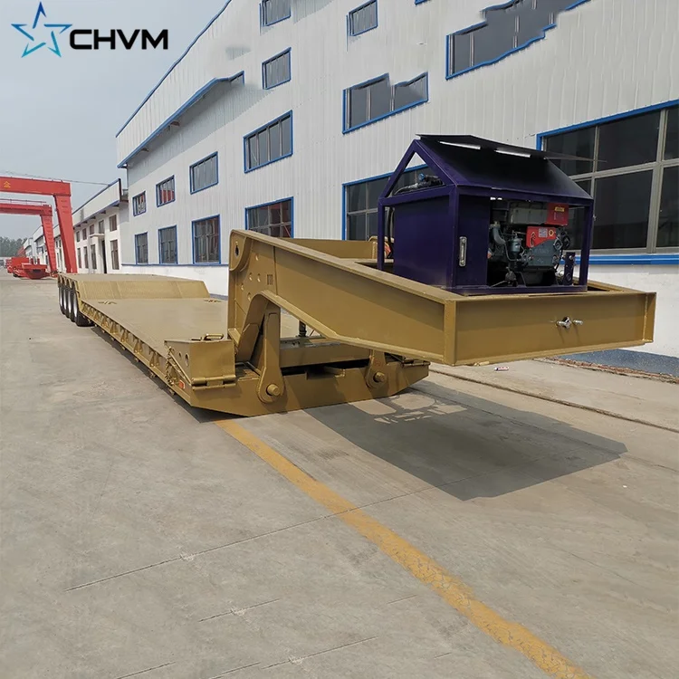 Новый четырехосный прицеп 100T 150T 200T Lowboy, съемный прицеп с низкой платформой
