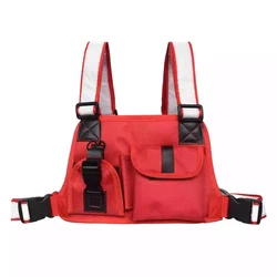 Harness Front Pack Pouch Holster Vest Rig Radio Chest Bag for Two Way Radio Walkie Talkie Reflective