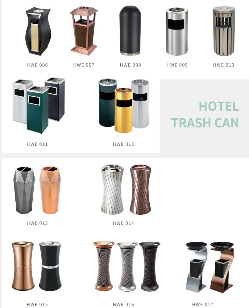 Hot Sale Ash Barrel Waste Can Metal Garbage Can Hotel Lobby Dustbin Metal Round luxury custom ashtray stainless steels