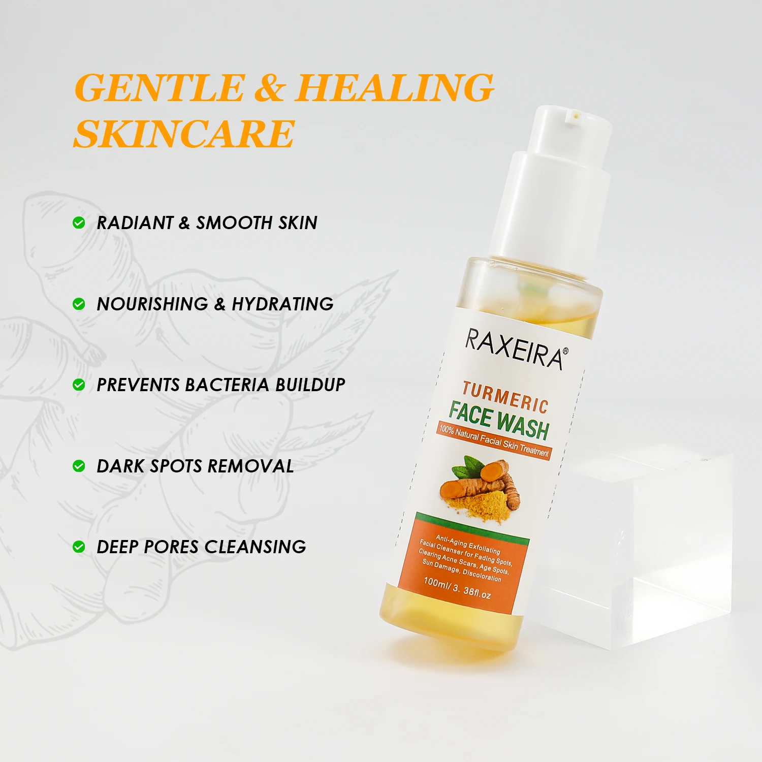 Custom Turmeric Beauty Facial Cleanser Dark Spot Brightening Skin Care Products Facial Cleanser And Moisturizer Face Wash