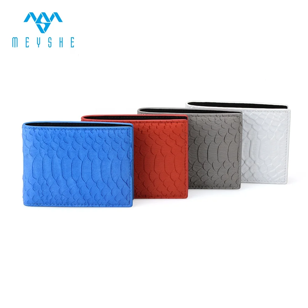 Factory Custom Fashion Black Python Skin Genuine Leather Short Slim Wallet Card Holder For Men