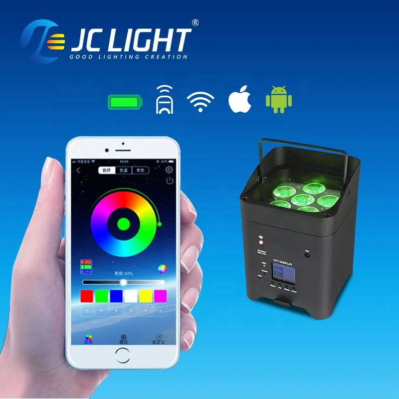 JCLIGHT 6x18w Battery Led Par Powered Uplights Dmx Control Wedding Stage 6in1 Uplight Wireless Par Light