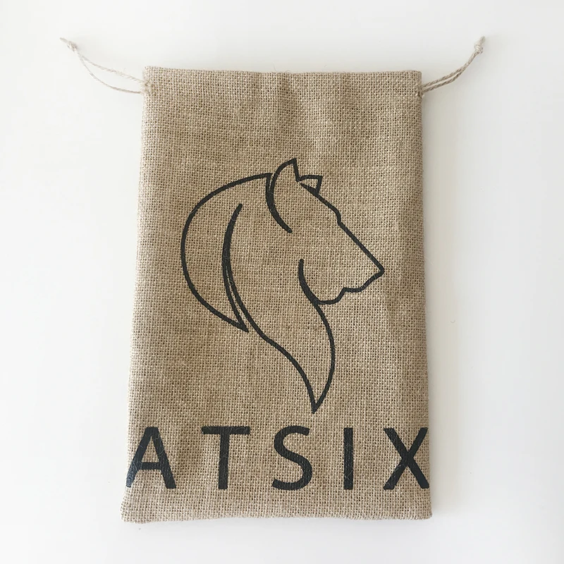 Custom Logo 20x30cm Burlap Farm Pouches Drawstring Jute Coffee Bean & Cocoa Bags